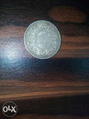 George V King Emperor One rupee silver coin 