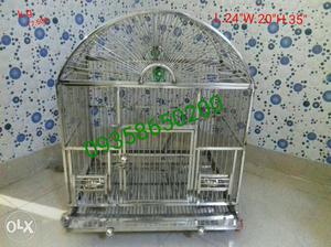 Gray And Green Metal Bird Cage