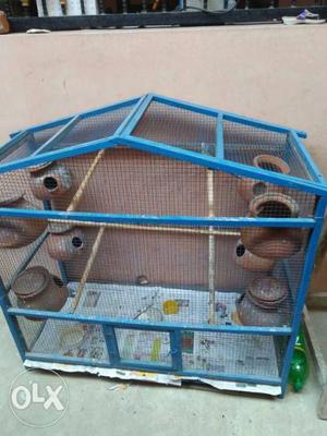 Love birds cage with 8 pot  rs