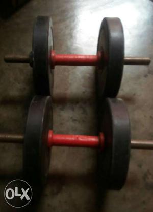 Pair Of Black-and-red Dumbbells