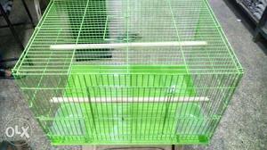 Rectangular Green Metal Birdcage