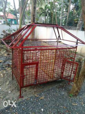 Red Metal Animal Cage