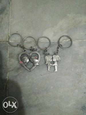 Silver-colored Heart Keychains