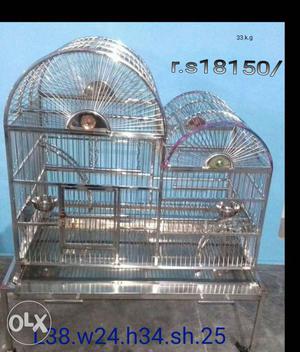 Two Dome Silver-colored Bird Cages