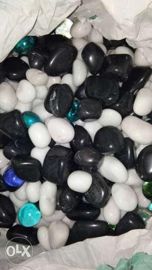 White, Black, And Teal Gemstone Lot