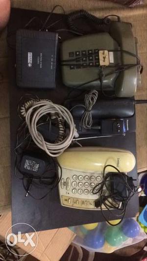 2 Landline phone, 1 Codeless phone, 1 Router and