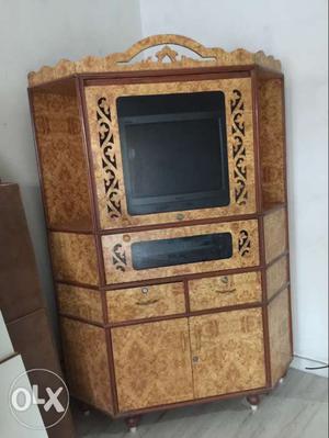 3-side Brown Wooden TV Cabinet