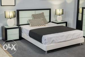 Brand new king size bed with stylish side tables