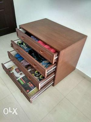 Brown Wooden 4-drawer cabinet