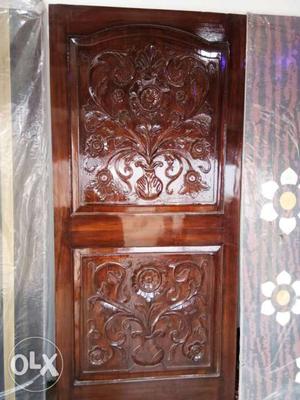 Brown Wooden Floral Embossed Cabinet