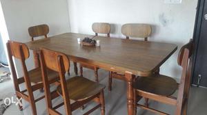 Rectangle Wooden dining table from Kerala - with six chairs