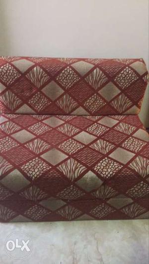 Red And Beige Checked Sofa Seat