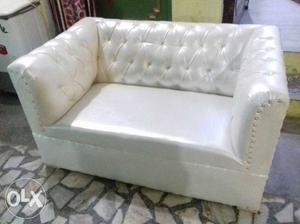 White Leather Tufted Sofa Bed
