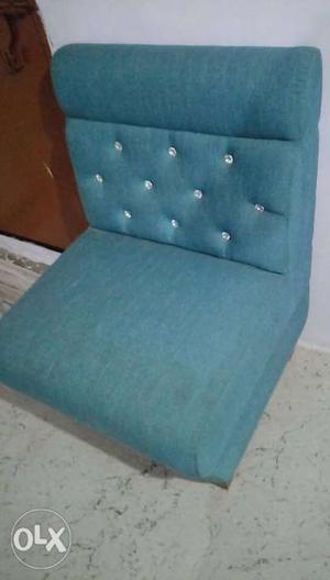 Blue Fabric Tufted Sofa Chair
