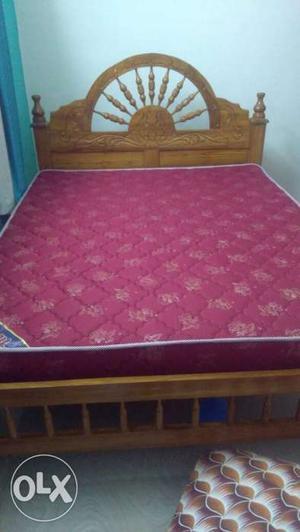 Family cot made in teak wood, with fibre spring