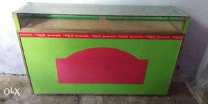 Green And Red Wooden Display Counter