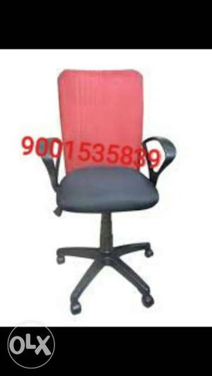 New Black Fabric Red Mesh Back Rolling Chair