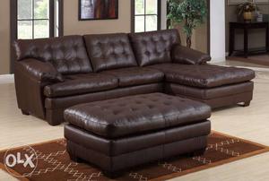 New Tufted Black Sectional Sofa