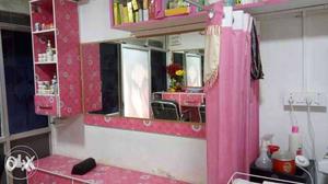 Pink And White Hutch With Mirror