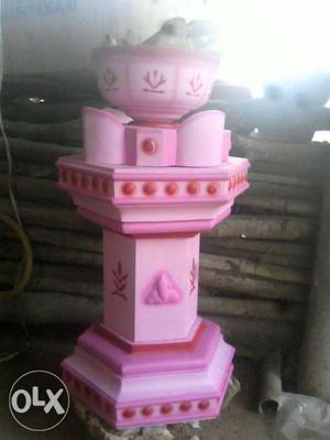 Pink Wooden Pedestal Stand