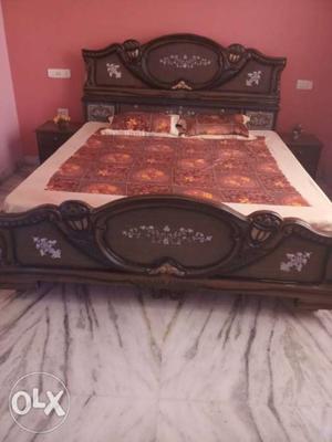 Unused new double bed with side tables and