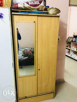 Wooden cubrd with mirror, with locker inside,