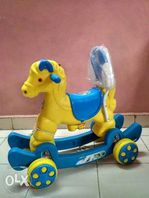 Yellow And Green Ride-on Toy Horse