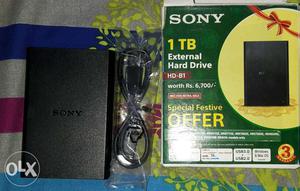 1 TB Black Sony External Hard Drive With Box