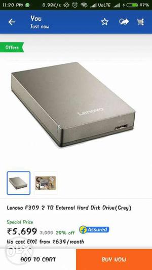 2 TB Gray Lenovo F309 External Hard Disk Drive Screenshot