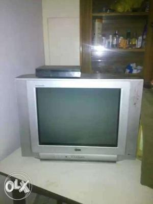 Gray CRT Television With Stand
