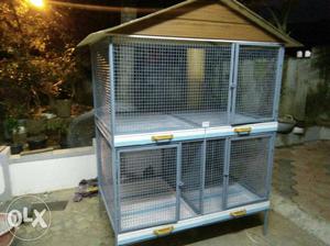 Rectangular Blue And Brown 2-layer Pet Cages