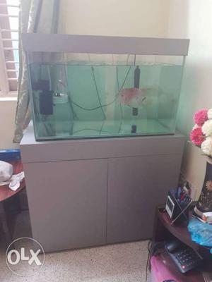 Rectangular White-framed Fish Tank With Cabinet