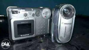 Silver Fujifilm Digital Camera And Canon Handycam