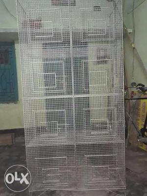 White Metal Framed Pet Cage