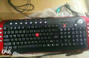 Black And Red Corded Keyboard