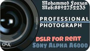 Black Zoom Lens With DLSR For Rent Text Overlay