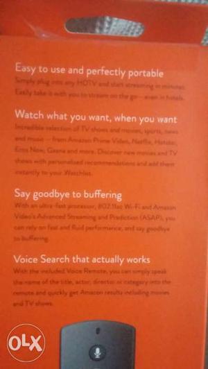 Fire tv stick with voice remote. Streaming media