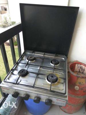 Gray Stainless Steel 4-burner Gas Stove