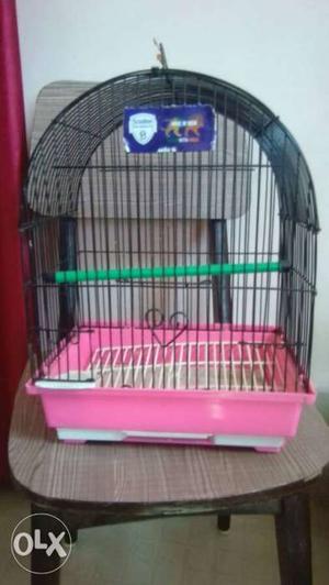 Pink And Black Metal Birdcage