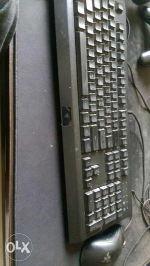 Razer backlit illuminated keyboard and mouse.