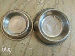 Two Stainless Steel Pet Bowls