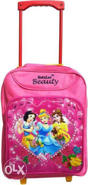 15 Inch School Trolley Pink Backpack For Girls