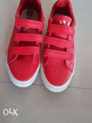 Adidas Pair Of Red-and-white Velcro Shoes