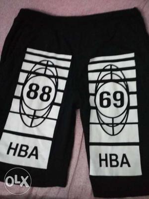 Black And White HBA-printed Shorts