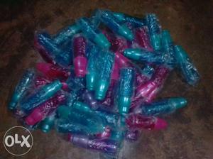 Blue And Pink Plastic Bottles