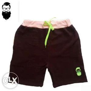 Brown And Pink Drawstring Shorts