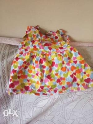 Girl's Multicolor Heart Print Dress