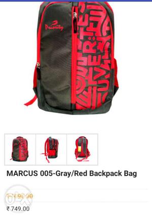 Gray And Red Marcus 005 Backpack