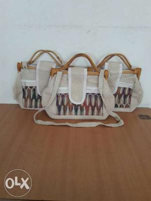Jute purse with wooden handle & lone belt also