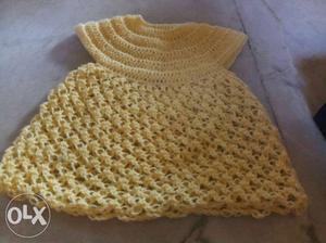Knitted Yellow Cap-sleeved Top